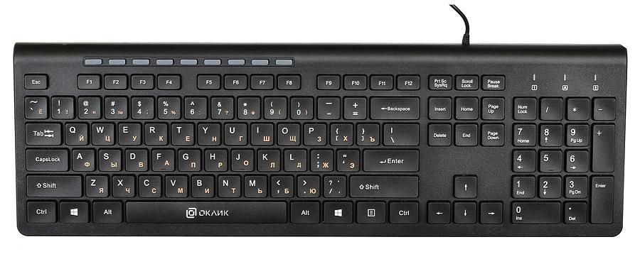 Клавиатура Оклик 480M черный/черный USB slim Multimedia фото 1