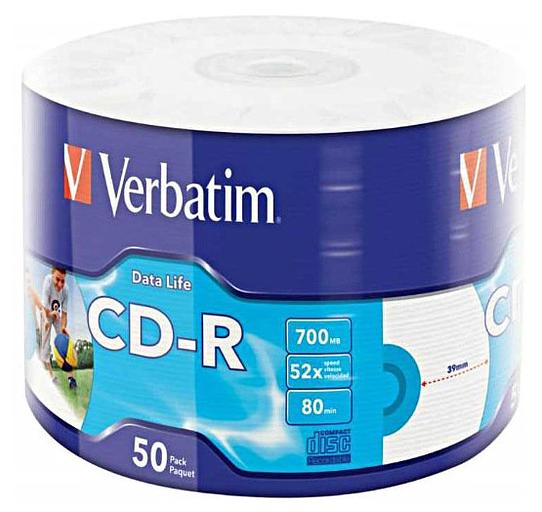 Диск CD-R Verbatim 700Mb 52x bulk (50шт) Printable (43794) фото 1