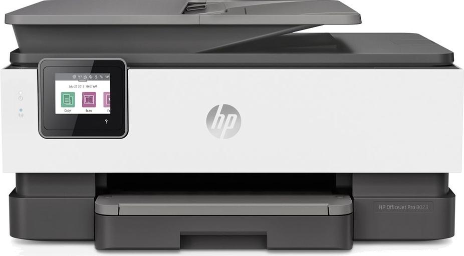 МФУ струйный HP OfficeJet 8023 (1KR64B) A4 Duplex WiFi USB RJ-45 черный/белый фото 1