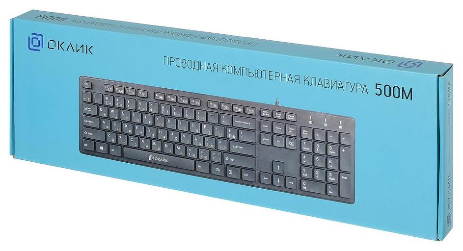 Клавиатура Оклик 500M черный USB slim Multimedia фото 8