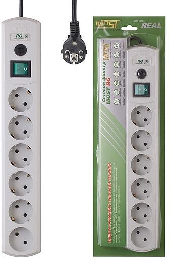 Сетевой фильтр Most RG 3м (6 розеток) белый (коробка) фото 4
