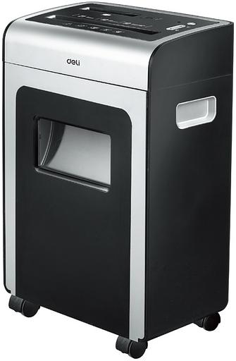 Шредер Deli 9915 черный (секр.P-4)/фрагменты/10лист./21лтр./скрепки/скобы/пл.карты/CD фото 1