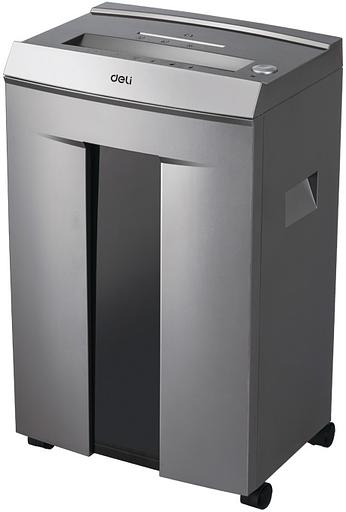 Шредер Deli 9906 серый с автоподачей (секр.P-5)/фрагменты/16лист./30лтр./скрепки/скобы/пл.карты/CD фото 1