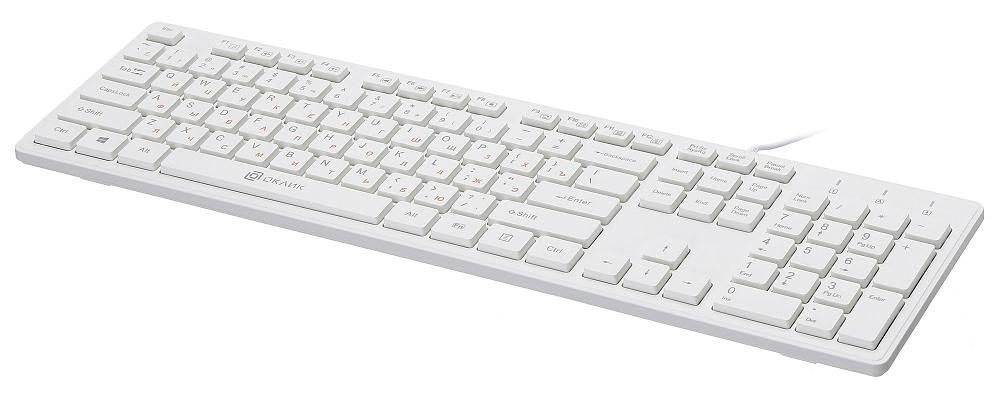 Клавиатура Оклик 500M белый USB slim Multimedia фото 2