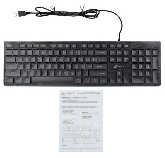 Клавиатура Оклик 550ML черный USB slim Multimedia LED фото 7