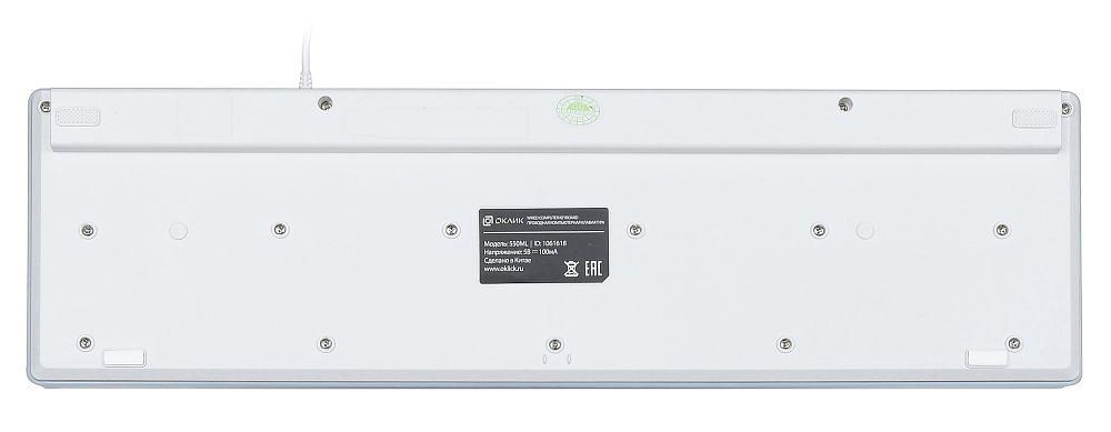 Клавиатура Оклик 550ML белый USB slim Multimedia LED фото 5