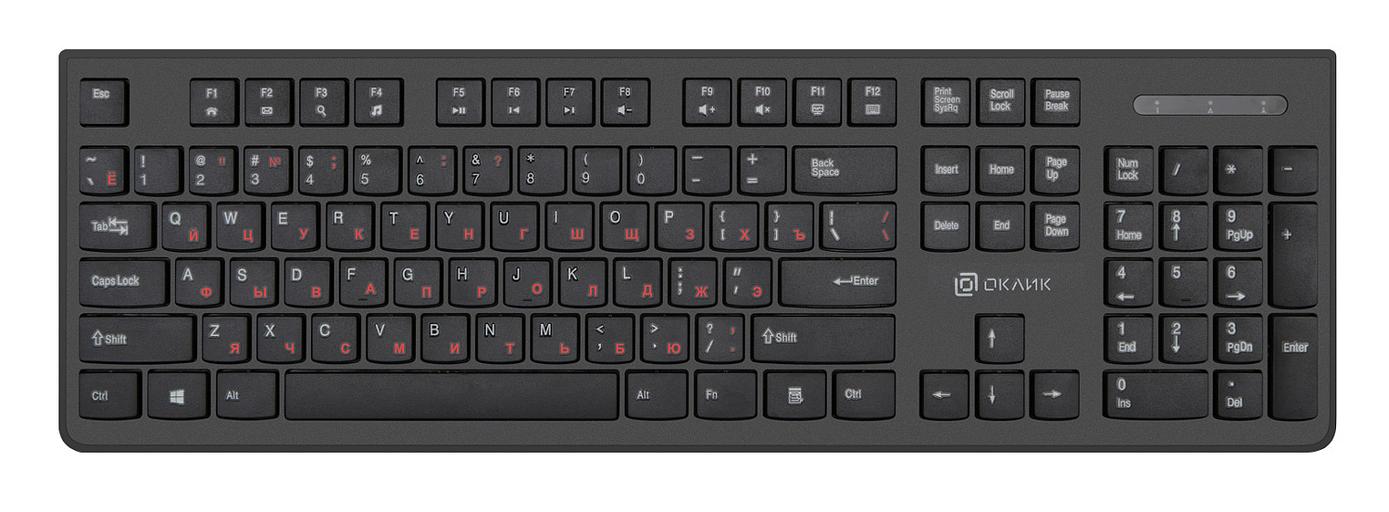 Клавиатура Оклик 505M черный USB slim фото 1