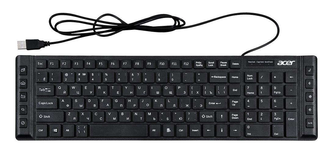Клавиатура Acer OKW010 черный USB slim Multimedia фото 8
