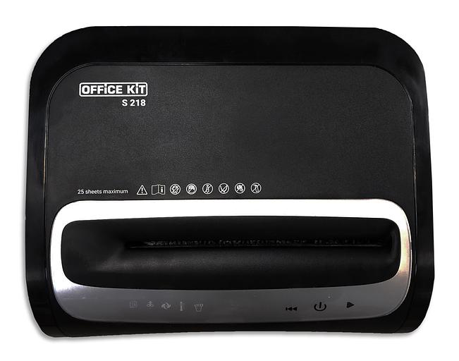 Шредер Office Kit S218 (1,9x13) черный (секр.P-5)/фрагменты/22лист./30лтр./скрепки/скобы/пл.карты/CD фото 2