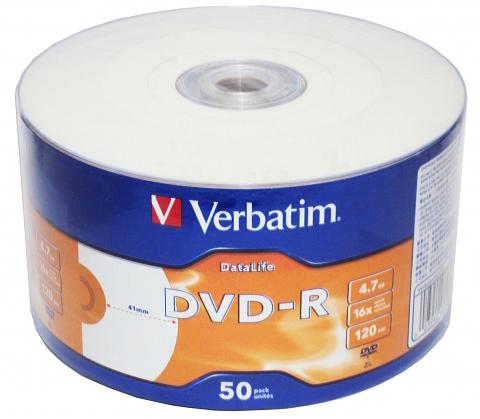 Диск DVD-R Verbatim 4.7Gb 16x bulk (50шт) Printable (43793) фото 1
