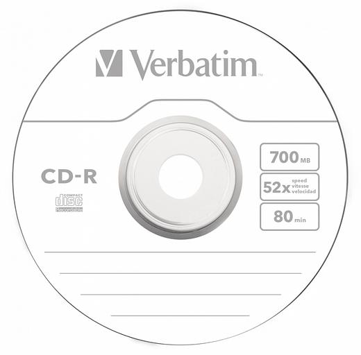 Диск CD-R Verbatim 700Mb 52x Cake Box (10шт) (43437) фото 1