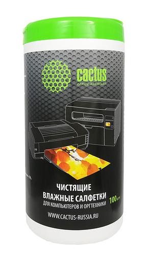 Салфетки Cactus CS-T1002 для компьютеров и оргтехники туба 100шт влажных фото 1