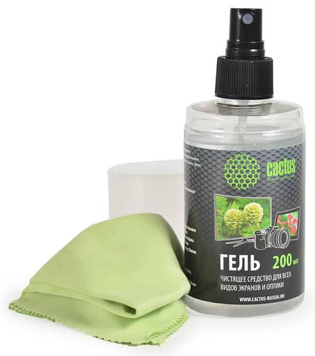 Чистящий набор (салфетки + гель) Cactus CS-S3004 для экранов и оптики 1шт 20x23см 200мл фото 2