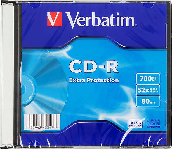 Диск CD-R Verbatim 700Mb 52x Slim case (200шт) (43347) фото 1