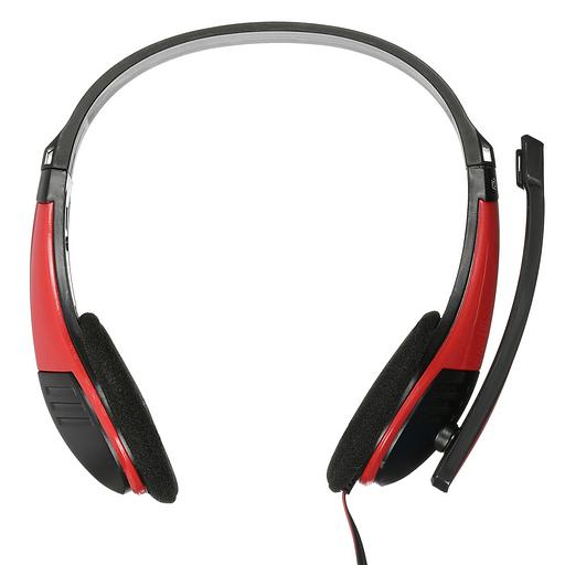 Наушники с микрофоном Оклик HS-M150 черный/красный 2м накладные оголовье (NO-003N) фото 3