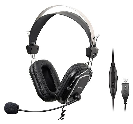 Наушники с микрофоном A4Tech HU-50 черный 2м накладные USB оголовье фото 2