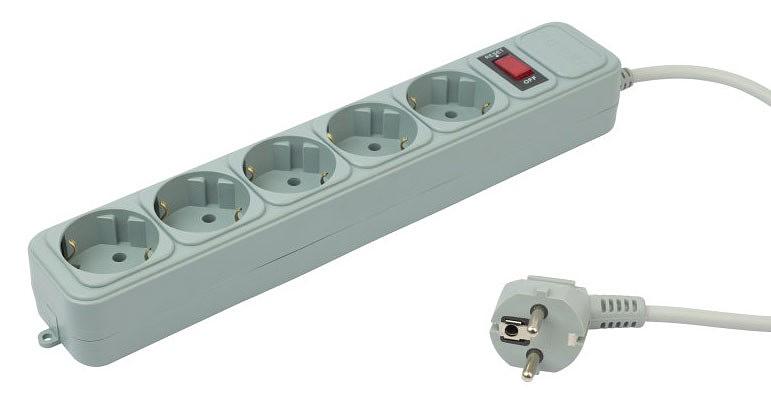 Сетевой фильтр PC Pet AP01006-3-G 3м (5 розеток) серый (пакет ПЭ) фото 1