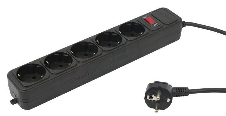 Сетевой фильтр PC Pet AP01006-3-B 3м (5 розеток) черный (пакет ПЭ) фото 1