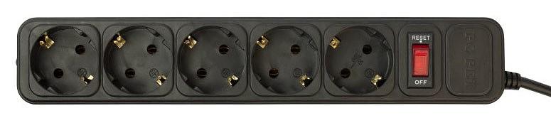 Сетевой фильтр PC Pet AP01006-3-B 3м (5 розеток) черный (пакет ПЭ) фото 2