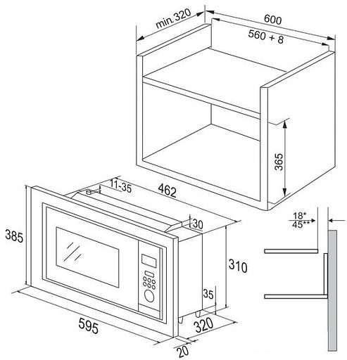 Микроволновая печь Hansa AMM20BEIH 20л. 800Вт нержавеющая сталь (встраиваемая) фото 2