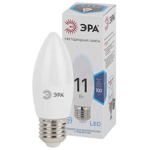 Лампа светодиодная Эра B35-11W-840-E27 11Вт цок.:E27 свеча 4000K св.свеч.бел.ней. B35 (упак.:3шт) (Б0032983) фото 1