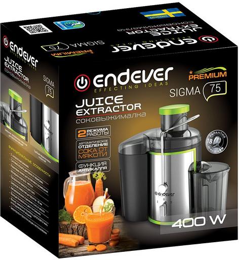 Соковыжималка центробежная Endever Sigma 75 400Вт рез.сок.:450мл. стальной/черный фото 2