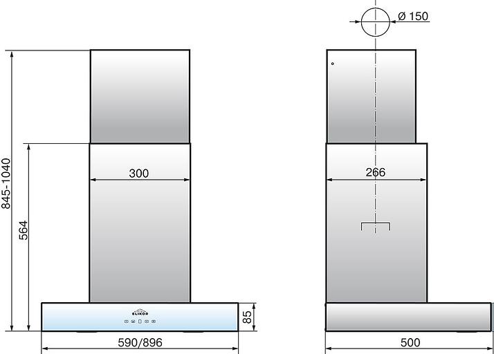 Вытяжка каминная Elikor Агат 60Н-1000-Е4Д нержавеющая сталь/белый управление: сенсорное (1 мотор) фото 2