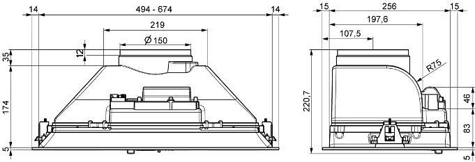 Вытяжка встраиваемая Elikor Casper 70Н-450-П3Д нержавеющая сталь управление: кнопочное (1 мотор) фото 2