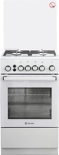 Плита Газовая De Luxe 5040.40г (кр) ЧР-012 белый (стеклянная крышка) реш.чугун фото 1