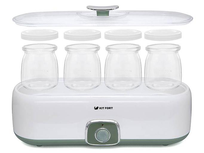 Йогуртница Kitfort KT-2006 20Вт 4б. 180мл белый/зеленый фото 1