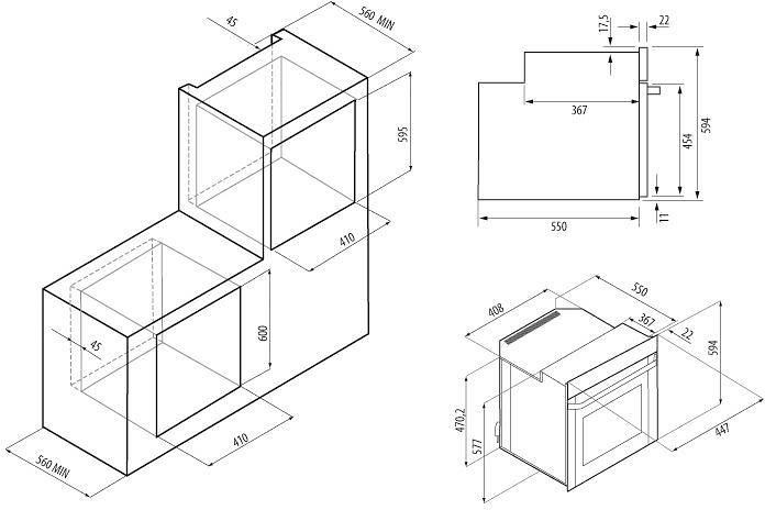 Духовой шкаф Электрический Krona SONATA 45 черный фото 8
