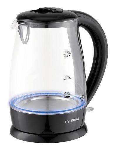 Чайник электрический Hyundai HYK-G2011 1.7л. 2200Вт черный (корпус: стекло) фото 1