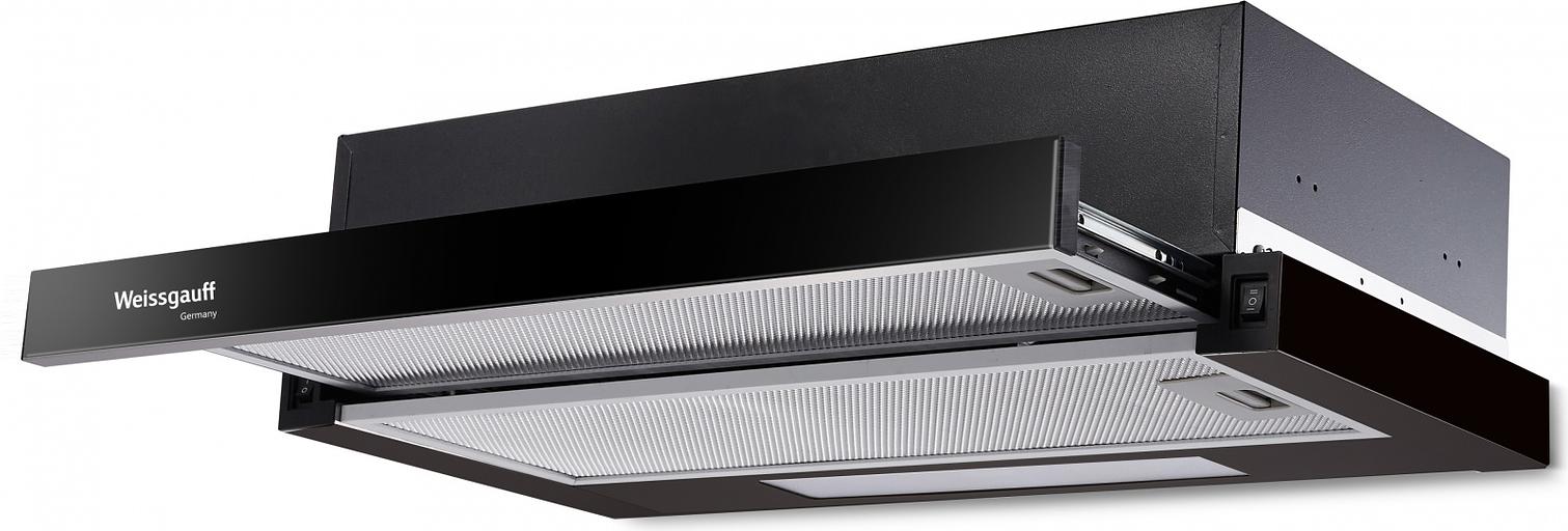 Вытяжка встраиваемая Weissgauff TEL 06 1M BL черный управление: кулисные переключатели (1 мотор) фото 1