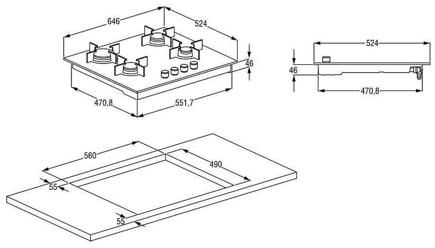 Газовая варочная поверхность Beko HINW64229S черный фото 2