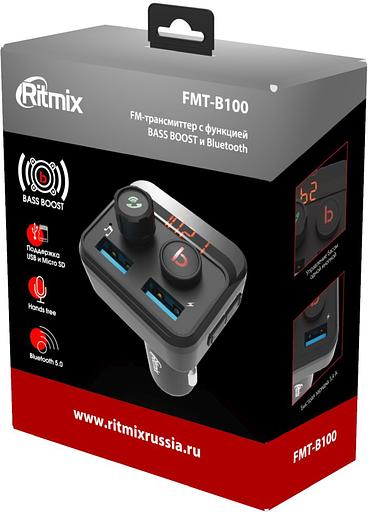 Автомобильный FM-модулятор Ritmix FMT-B100 черный MicroSD BT USB (80000554) фото 6