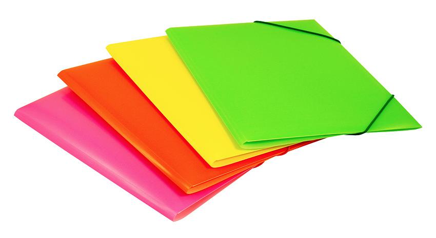 Папка на резинке Бюрократ Double Neon DNE510YEL A4 пластик кор.30мм 0.5мм желтый фото 3