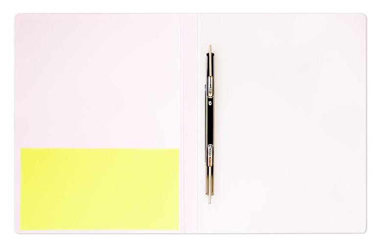 Папка метал.пруж.скоросш. Бюрократ Double Neon DNE07PYEL A4 пластик 0.7мм кор.27мм карм.прод.внут. желтый фото 2