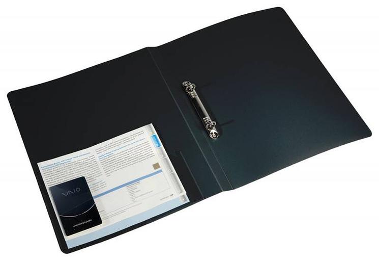 Папка на 2-х кольцах Бюрократ -0812/2RBLCK A4 пластик 0.8мм кор.40мм внутр. с вставкой черный фото 2