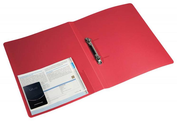 Папка на 2-х кольцах Бюрократ -0827/2RRED A4 пластик 0.7мм кор.27мм внутр. с вставкой красный фото 2