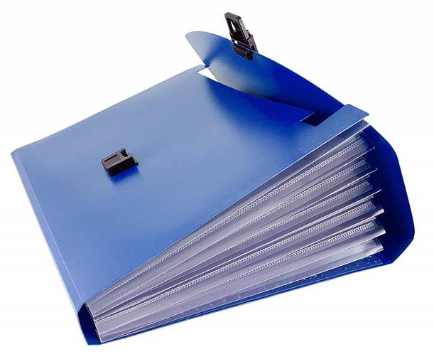 Портфель Бюрократ -BPP13BLUE 13 отдел. A4 пластик 0.7мм синий фото 2