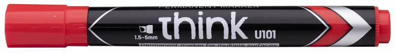 Маркер перманентный Deli EU10140 Think скошенный пиш. наконечник 1.5-5мм красный фото 1
