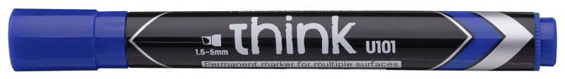 Маркер перманентный Deli EU10130 Think скошенный пиш. наконечник 1.5-5мм синий фото 1