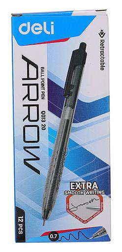 Ручка шариковая Deli EQ01320 Arrow авт. 0.7мм прозрачный черный черные чернила фото 2