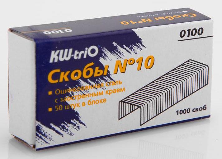 Скобы для степлера N10 Kw-Trio 0100 оцинкованные кор.карт. (упак.:1000шт.) фото 1