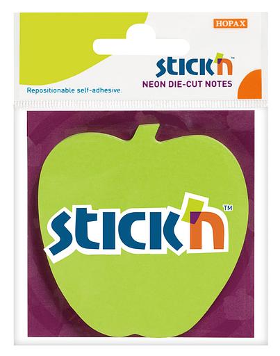 Блок самоклеящийся бумажный Stick`n 21449 70x70мм 50лист. 70г/м2 неон зеленый вырубной "яблоко" европодвес фото 1