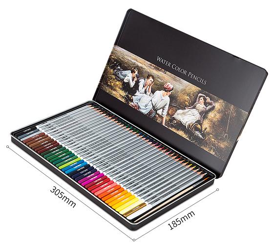 Карандаши цветные акварельные Deli 6522 Nuevo липа 36цв. сереб. корпус мет.кор. фото 3