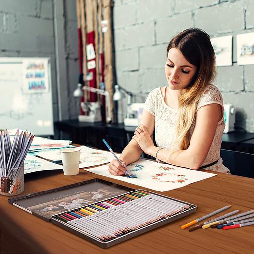 Карандаши цветные акварельные Deli 6522 Nuevo липа 36цв. сереб. корпус мет.кор. фото 5