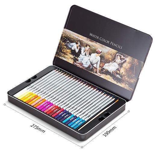 Карандаши цветные акварельные Deli 6523 Nuevo липа 48цв. сереб. корпус мет.кор. фото 3