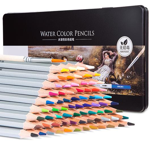 Карандаши цветные акварельные Deli 6524 Nuevo липа 72цв. сереб. корпус мет.кор. фото 1