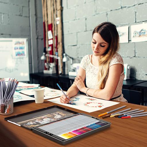 Карандаши цветные акварельные Deli 6524 Nuevo липа 72цв. сереб. корпус мет.кор. фото 5